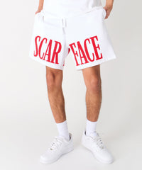 Scarface Fleece Glitter Sugar Print Shorts - White