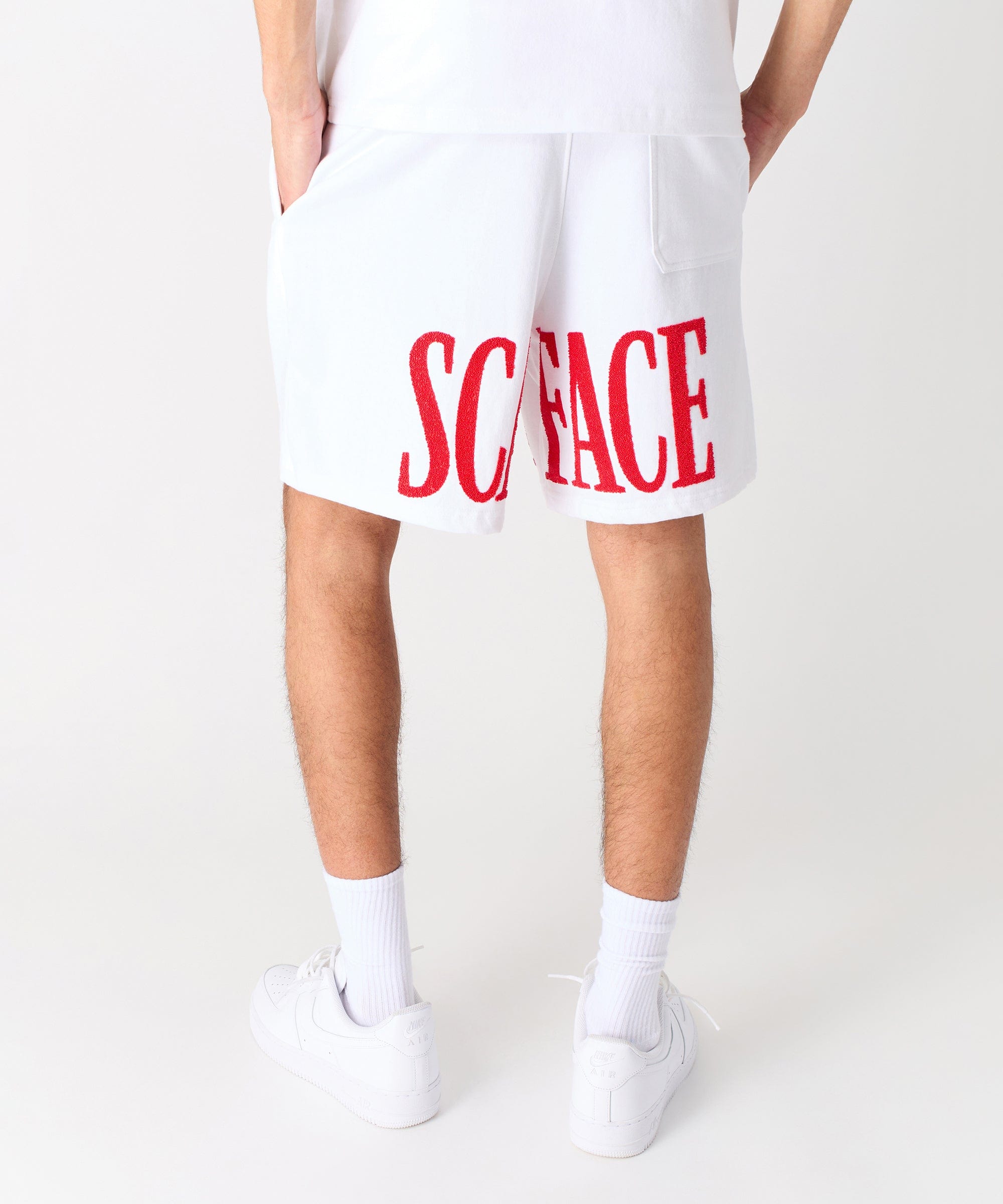Scarface Fleece Glitter Sugar Print Shorts - White
