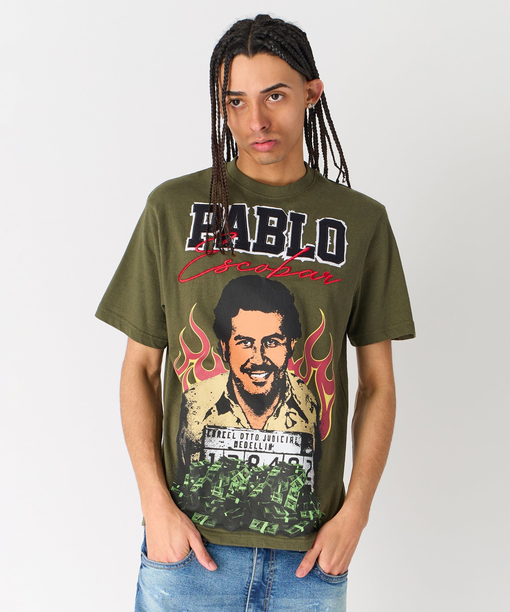 Pablo Mugshot Graphic Short Sleeve Tee - Olive Green