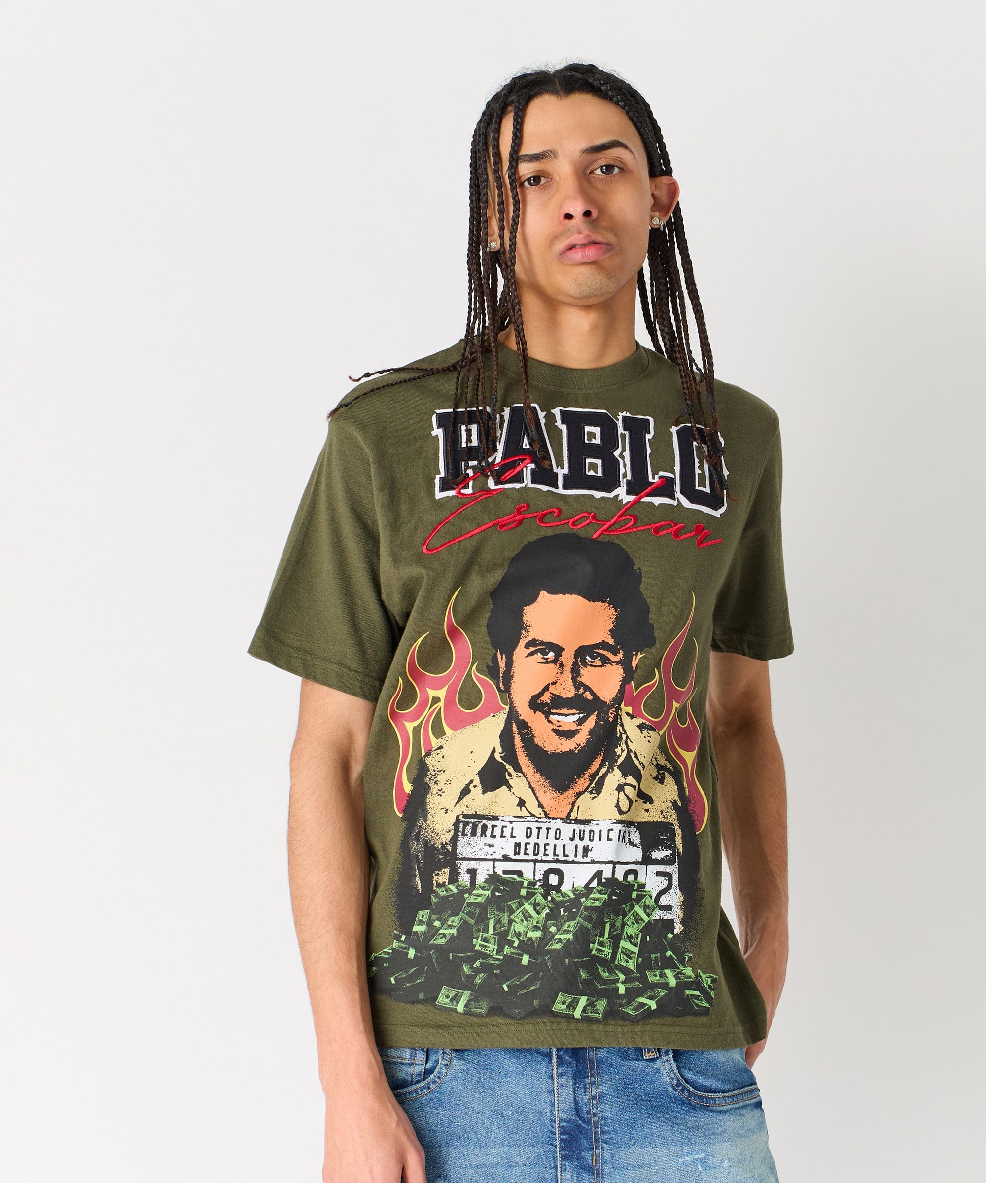 Pablo Mugshot Graphic Short Sleeve Tee - Olive Green