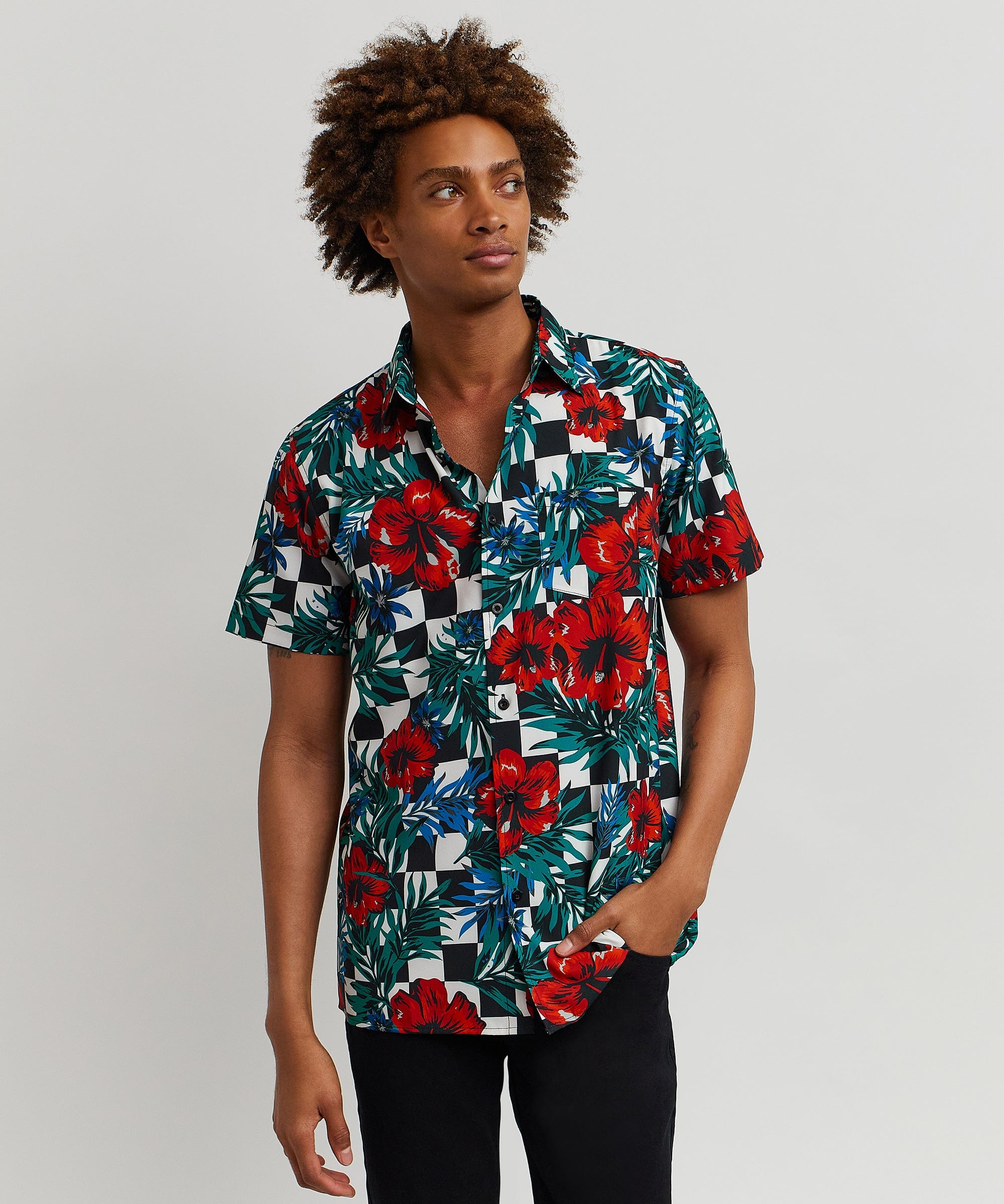 Floral Check Short Sleeve Shirt