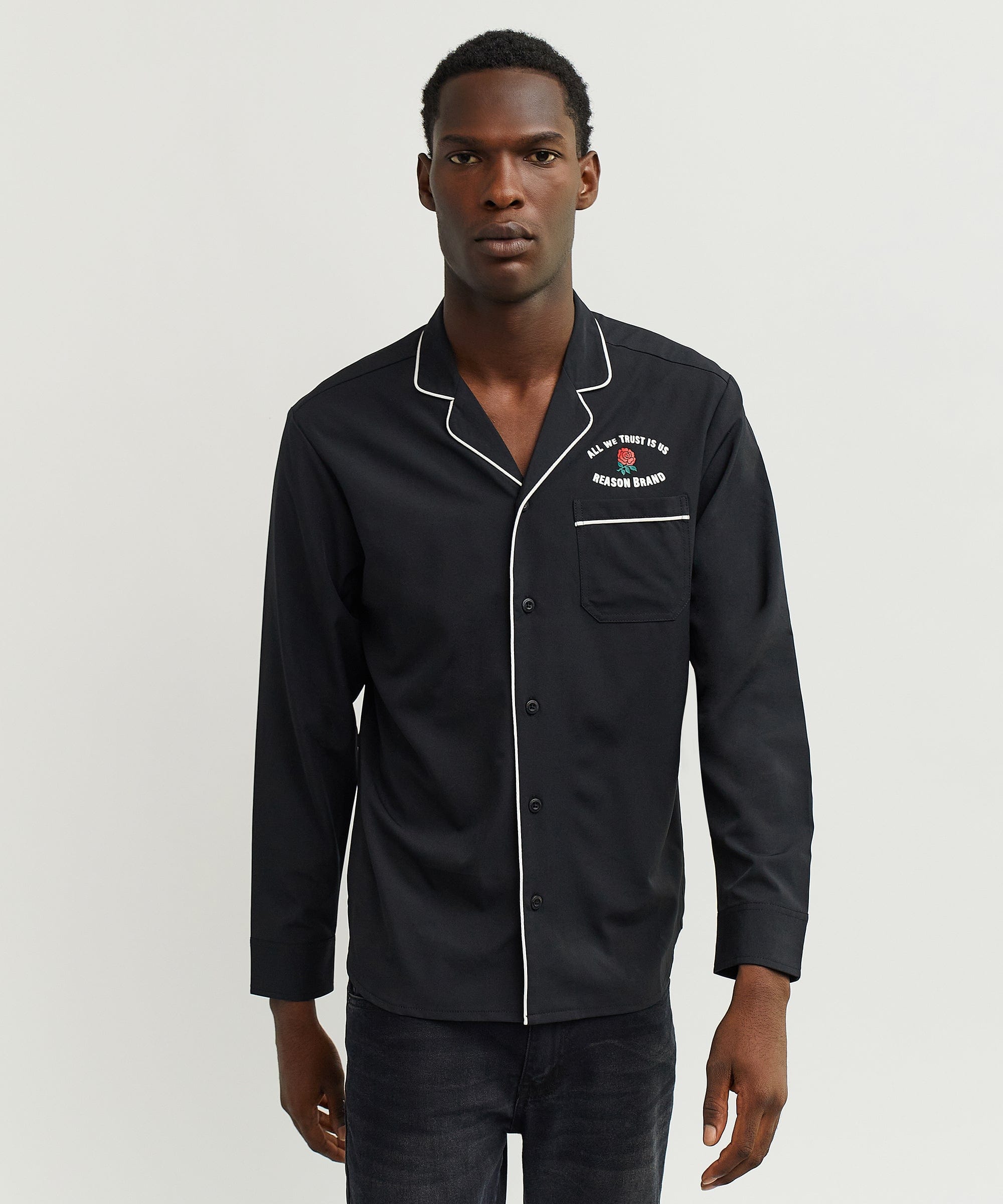 All We Trust Long Sleeve Woven Shirt - Black