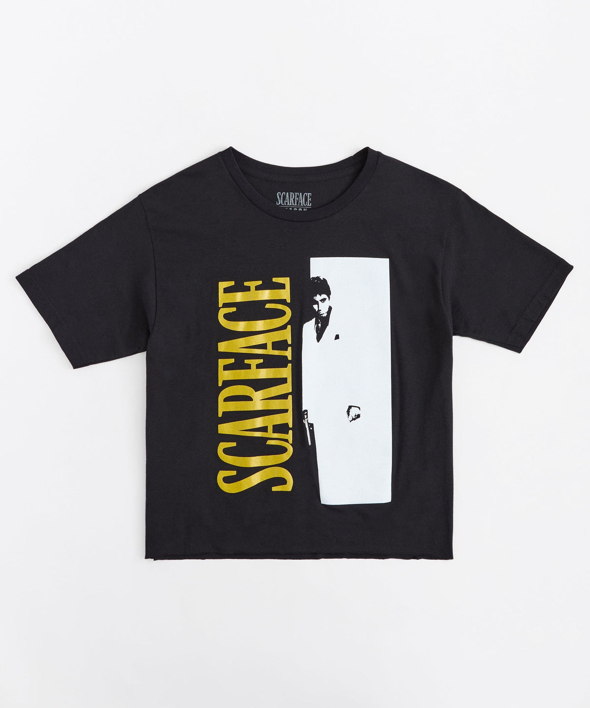 Women Scarface Gold Foil Cropped Tee - Black