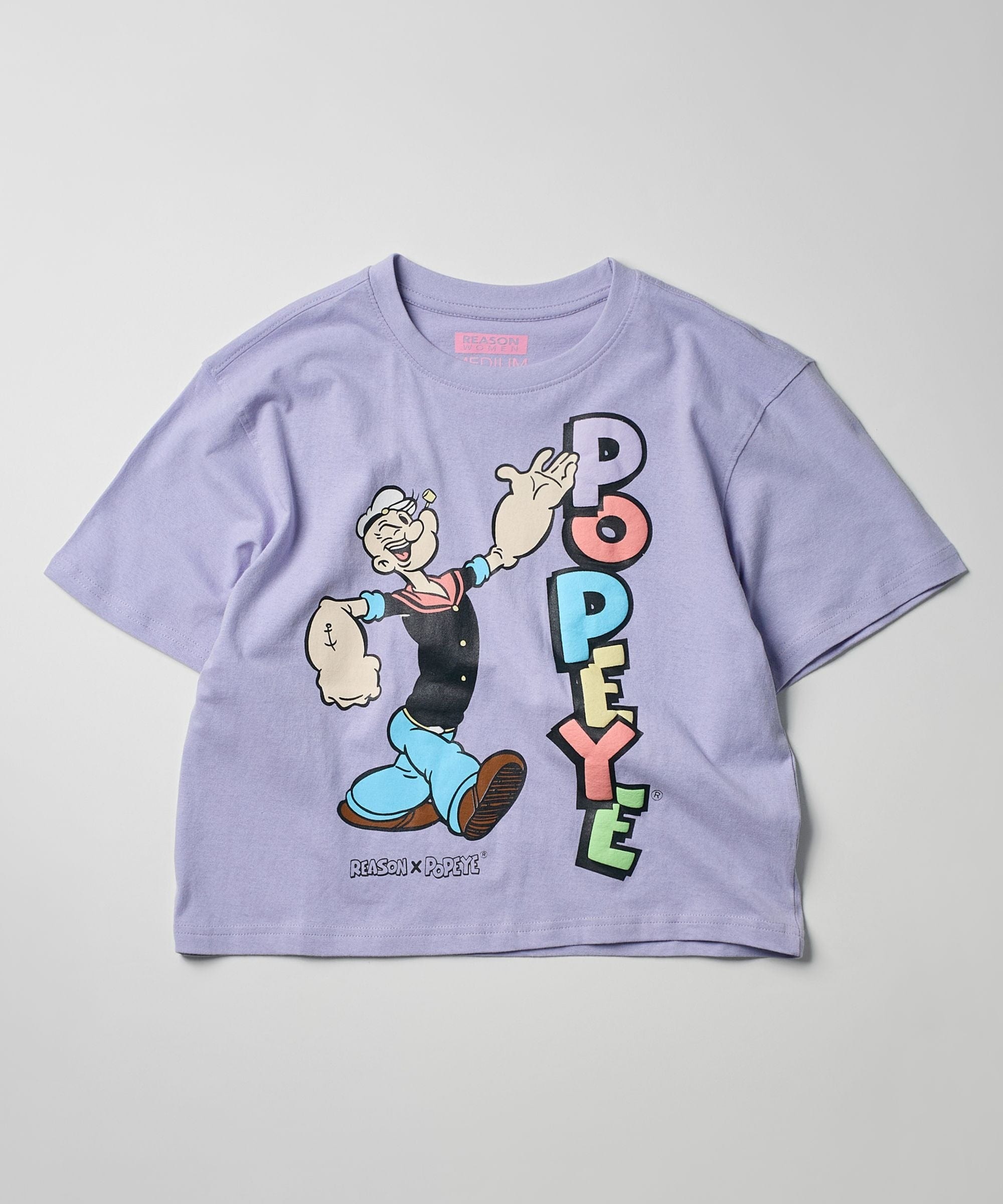 Womens Popeye Short Sleeve Cropped Tee - Lilac