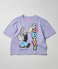 Womens Popeye Short Sleeve Cropped Tee - Lilac