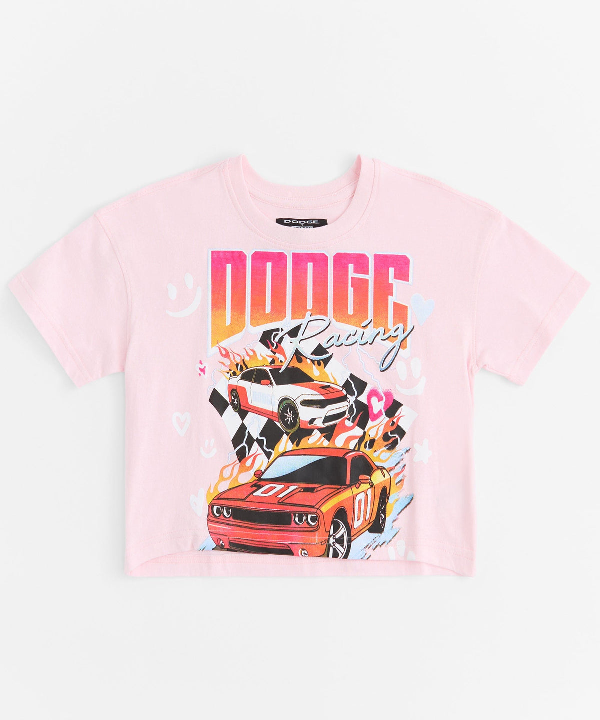 Womens Dodge Racing Crop Short Sleeve Tee - Pink