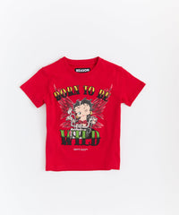 Women Betty Boop Born To Be Wild Baby Tee - Red