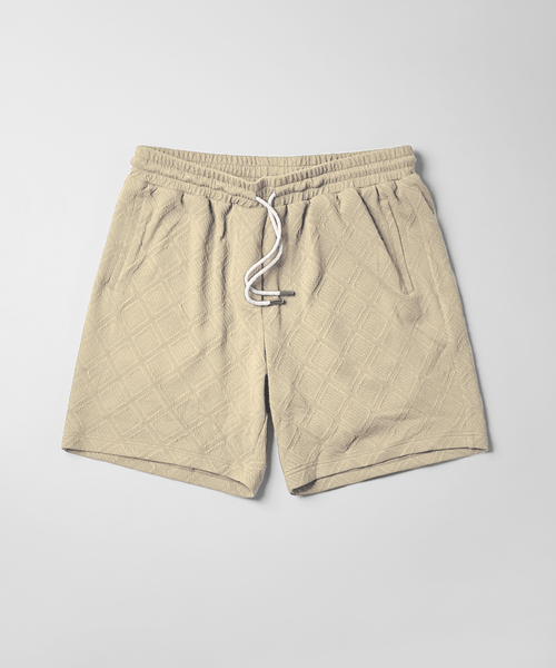 Textured Diamond Knit Short - Beige