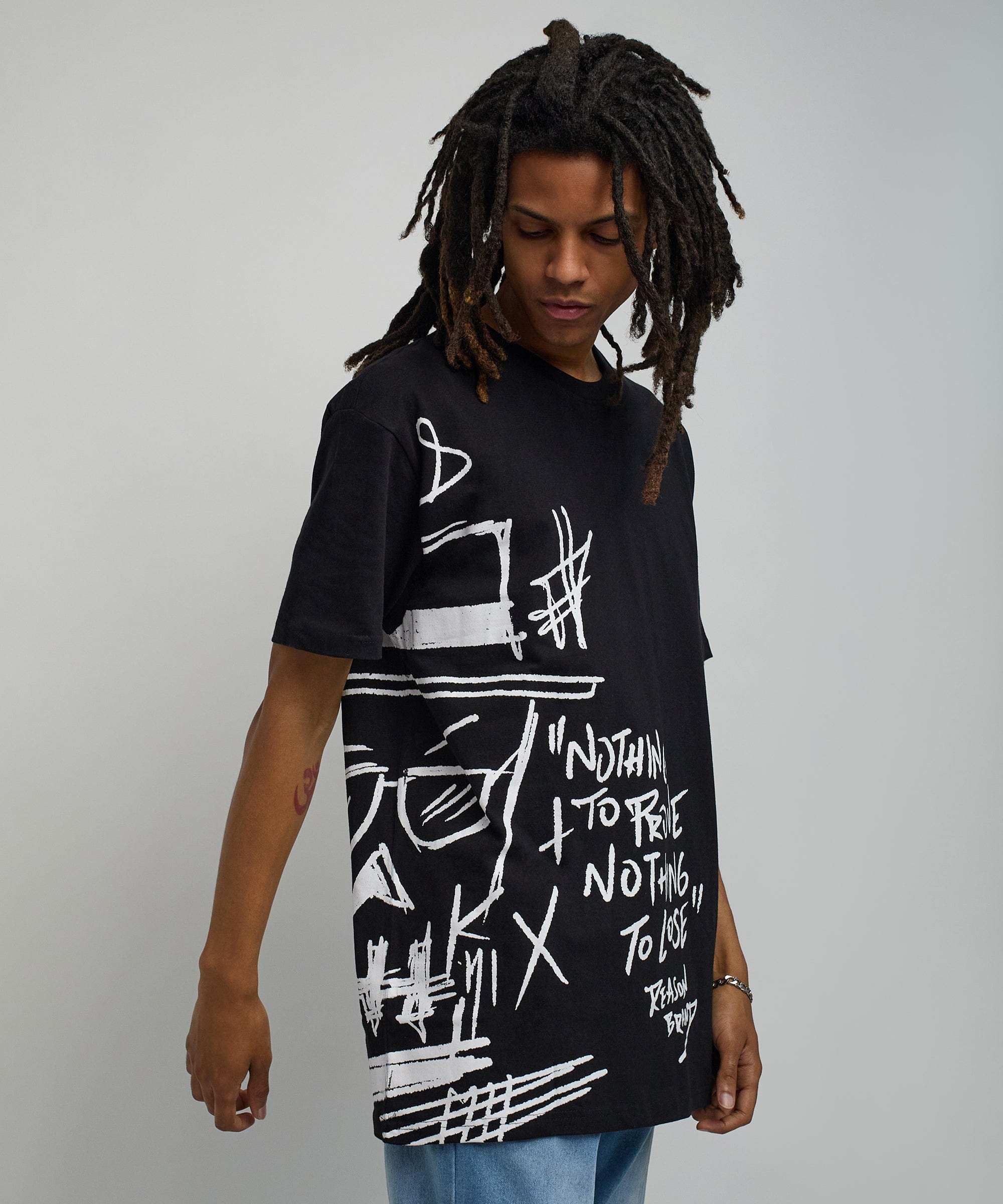 Walter Short Sleeve Front And Back Print Tee - Black