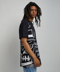 Walter Short Sleeve Front And Back Print Tee - Black
