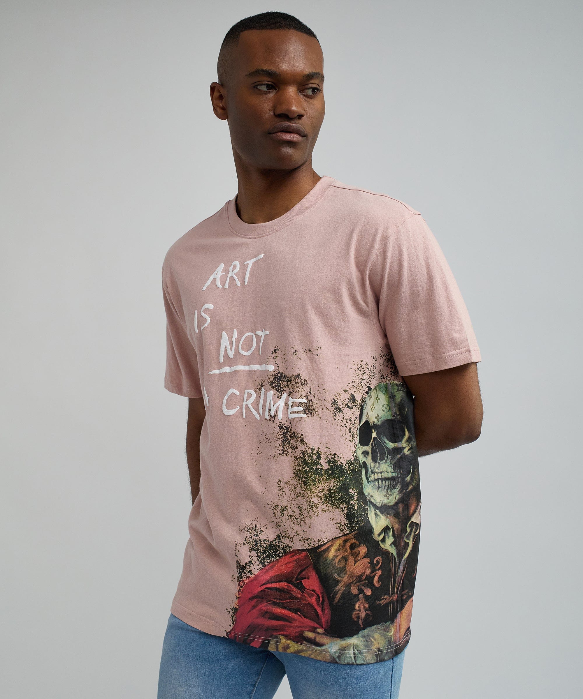Art Is Not A Crime Oversized Short Sleeve Tee - Pink